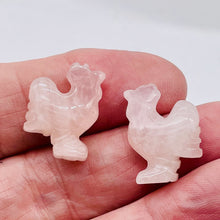 Load image into Gallery viewer, 2 Cute Carved Rose Quartz Rooster Beads