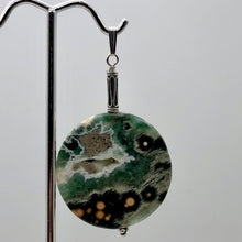 Load image into Gallery viewer, Ocean Jasper Round Sterling Silver Pendant | 2 1/4" Long | Green White |