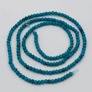 Turquoise Round Tiny Bead Strand | 2 mm | Blue | 200 Beads |