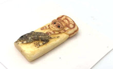 Load and play video in Gallery viewer, Play Carved Bone Tile Cat Kitty with Mouse Bead 10757
