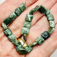 Load image into Gallery viewer, 8 Russian Seraphinite 8x8mm Square Coin Beads 9389