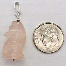 Load image into Gallery viewer, Rose Quartz Wolf Pendant Necklace| Semi Precious Stone Jewelry |Sterling Silver|