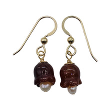Load image into Gallery viewer, Carnelian Pearl 14K Gold Filled Earrings | 1 1/8" Long | Red /White | 1 Pair |
