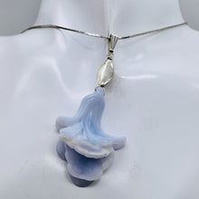 Load image into Gallery viewer, Chalcedony Sterling Silver Druzy Crystal Flower Pendant | 2 1/2" Long | Blue |