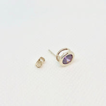 Load image into Gallery viewer, February 7mm Lab Amethyst & Sterling Silver Earrings 9780Bb - PremiumBead Alternate Image 3