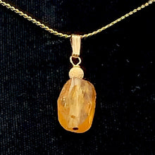 Load image into Gallery viewer, Topaz Precious Faceted Crystal Drop 14K Gold Filled Pendant | 1" Long | Orange |