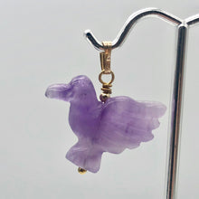 Load image into Gallery viewer, Amethyst Dove Bird Pendant Necklace|Semi Precious Stone Jewelry|14k Pendant - PremiumBead Alternate Image 4