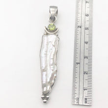Load image into Gallery viewer, Exotic! Biwa Pearl Pendant Necklace with Peridot in Sterling Silver Setting - PremiumBead Alternate Image 8
