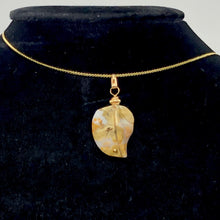 Load image into Gallery viewer, Ocean Jasper Carved Autumn Leaf Bead 14K Gold Filled Pendant | 1 3/4" Long |