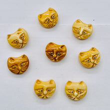 Load image into Gallery viewer, Cozy 2 Hand Carved Kitty Cat Pendant 14x16x9mm Beads 8631B