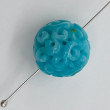 Load image into Gallery viewer, Amazonite AAA Intricately Carved Round Bead | 17mm | Blue | 1 Bead |