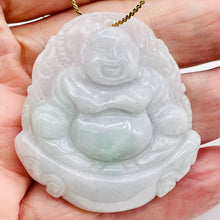 Load image into Gallery viewer, 160cts Hand Carved Buddha Gorgeous Lavendar Jade Pendant Bead | 50x47x8mm | Green