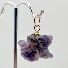 Load image into Gallery viewer, Wild! Amethyst Hand Carved Winged Dragon 22K Vermeil Gold Pendant 509286AMG