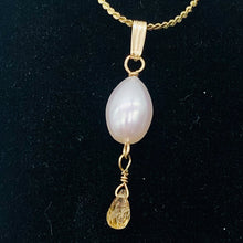 Load image into Gallery viewer, Pearl Topaz 14K Gold Filled Drop/Dangle Pendant | 1 1/4" Long | White/Pink | 1 |