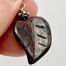 Load image into Gallery viewer, Ocean Jasper Carved Autumn Leaf Bead Sterling Silver Pendant | 1 3/4" Long |