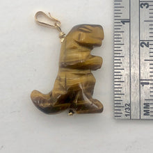 Load image into Gallery viewer, Tiger's Eye Tyrannosaurus Rex Dinosaur Pendant Necklace|14k Gold Filled Jewelry