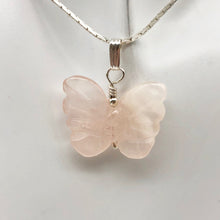 Load image into Gallery viewer, Flutter Carved Rose Quartz Butterfly and Sterling Silver Pendant 509256RQS - PremiumBead Alternate Image 2