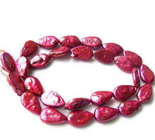 Load image into Gallery viewer, 3 Raspberry FW Teardrop Coin Pearls 008892 - PremiumBead Primary Image 1