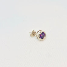 Load image into Gallery viewer, February 7mm Lab Amethyst & Sterling Silver Earrings 9780Bb - PremiumBead Primary Image 1