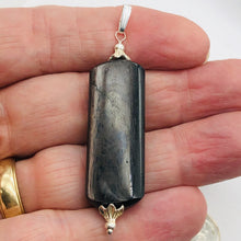 Load image into Gallery viewer, Hypersthene, Flat Rounded Rectangle Dangle Pendant| 2 1/2 ' Long | Black/Silver|