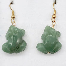Load image into Gallery viewer, Aventurine Frog 14k Gold Filled Earrings| Semi Precious Stone Jewelry | 1 1/2" |