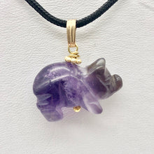 Load image into Gallery viewer, Piggie! Hand Carved Purple Amethyst Pig and 14K Gold Filled Pendant 509274DAMG - PremiumBead Alternate Image 2