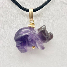 Load image into Gallery viewer, Amethyst Pig Pendant Necklace | Semi Precious Stone Jewelry | 14k Pendant - PremiumBead Alternate Image 2