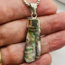 Load image into Gallery viewer, Abalone Shell Sterling Silver Drop Pendant | 2" Long | Blue/Silver | 1 Pendant
