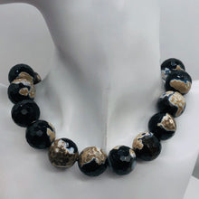 Load image into Gallery viewer, Agate Faceted Statement Bead Parcel Round | 18mm | Black/White/Brown | 4 Beads |