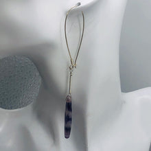 Load image into Gallery viewer, Sodalite Sterling Silver Teardrop Earrings| 4 1/4" Long | Purple/White| 1 Pair |