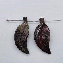 Load image into Gallery viewer, 2 Red Brecciated Jasper Carved Leaf Beads 8944