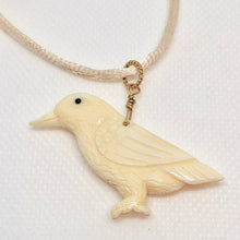 Load image into Gallery viewer, White Raven Carved Bone w / 14Kgf Pendant 510804G - PremiumBead Primary Image 1