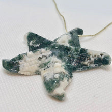 Load image into Gallery viewer, Tree Agate Carved Starfish Pendant Bead | 60x56x10mm | White with Forst Green - PremiumBead Alternate Image 2