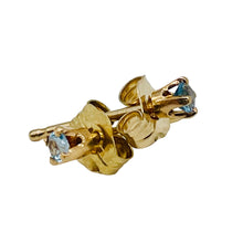Load image into Gallery viewer, Aquamarine 14K Gold Stud Round Earrings | 2mm | Aqua | 1 Pair |