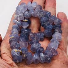 Load image into Gallery viewer, Oregon Holly Blue Chalcedony Agate 89 Grams Nugget Strand| 12x6 16x10 | 53 Bead|