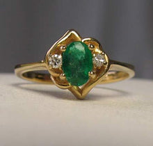 Load image into Gallery viewer, Oval Emerald & Diamonds Solid 14Kt Yellow Gold Solitaire Ring Size 5 9982Ar - PremiumBead Alternate Image 4