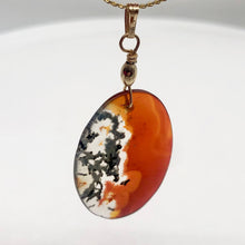 Load image into Gallery viewer, Moss Agate Oval 14K Gold Filled Pendant | 2" Long | Red Green Clear | 1 Pendant|