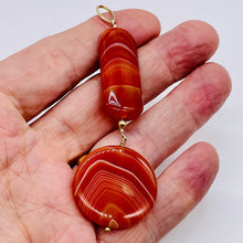 Load image into Gallery viewer, Sardonyx Large Round and Rectangle Pendant| 3 1/2" Long | Red/Orange/White |