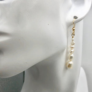 Asymmetrical Freshwater Pearl 14K Gold Filled Drop/Dangle Earrings| 2 " Drop|