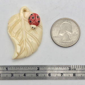 Loving Ladybug on a Leaf Hand Carved Pendant Bead | 44x29x8.5mm | 10870 - PremiumBead Alternate Image 6