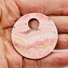 Load image into Gallery viewer, 1 Natural Lacy Pink Rhodochrosite 50mm Pi Circle Pendant