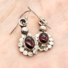 Load image into Gallery viewer, Garnet Sterling Silver Drop Earrings |1 1/4" Long | Red |