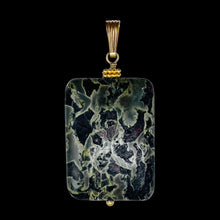 Load image into Gallery viewer, Tsunami Stone 14K Gold Filled Rectangle Pendant | 35x25x7.5mm | Green White | 1