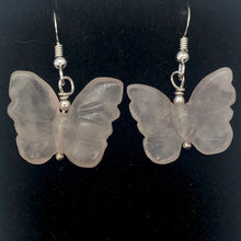 Load image into Gallery viewer, Flutter Rose Quartz Butterfly Sterling Silver Earrings | 1 1/4 inch long | - PremiumBead Alternate Image 3