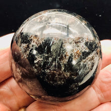 Load image into Gallery viewer, Arfvedsonite Scry Sphere Round | 2" | Black/Silver | 1 Sphere |