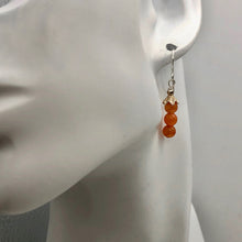 Load image into Gallery viewer, Sterling Silver Peach Chalcedony with Silver Accent Earrings | 1 3/8 inches long |