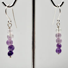 Load image into Gallery viewer, Enchanting Fluorite 4mm Bead Dangle Silver Earrings! | 1 3/8" Long |