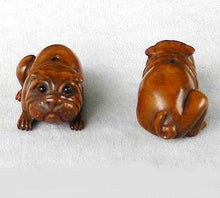Load image into Gallery viewer, Carved Boxwood Sharpei Dog Ojime/Netsuke Bead - PremiumBead Primary Image 1
