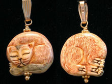 Load image into Gallery viewer, Cozy! Hand Carved Kitty Cat & 14Kgf Pendant 504830B - PremiumBead Primary Image 1