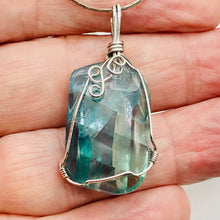 Load image into Gallery viewer, Blue Fluorite Wire Wrap Sterling Silver Drop Pendant | 1 3/4" Long | Blue | 1 ea
